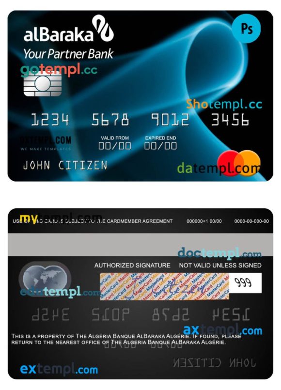 Algerian Banque AlBaraka Algérie mastercard example in PSD format