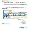 Angola Luanda Medical Center certificate of employment Word and PDF download template