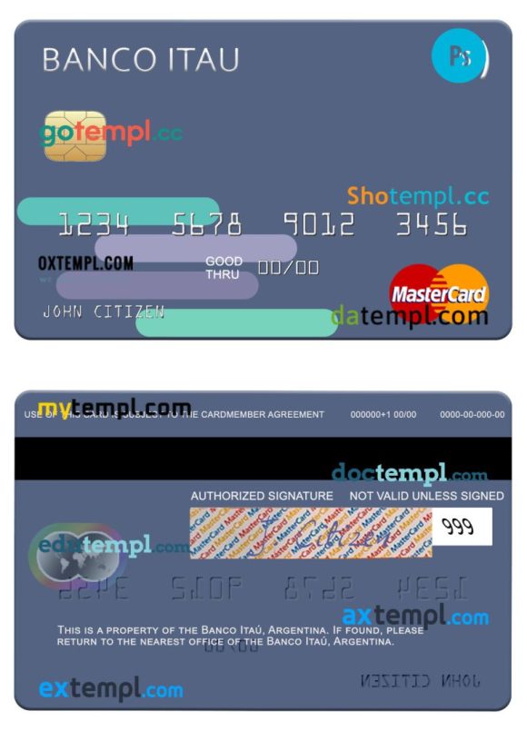Argentinian Banco Itaú mastercard example in PSD format