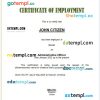 Armenia Ucom certificate of employment Word and PDF download template