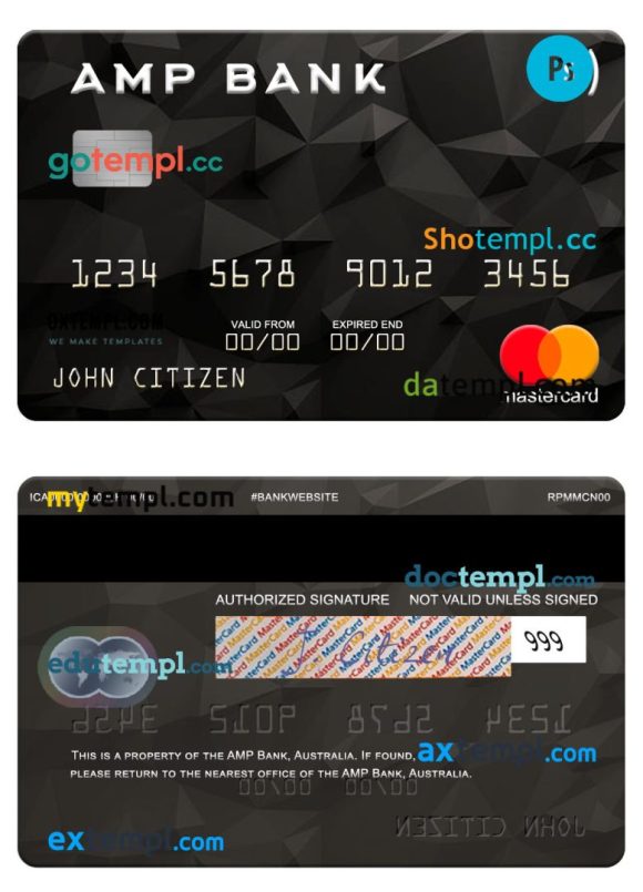 Australian AMP Bank mastercard example in PSD format