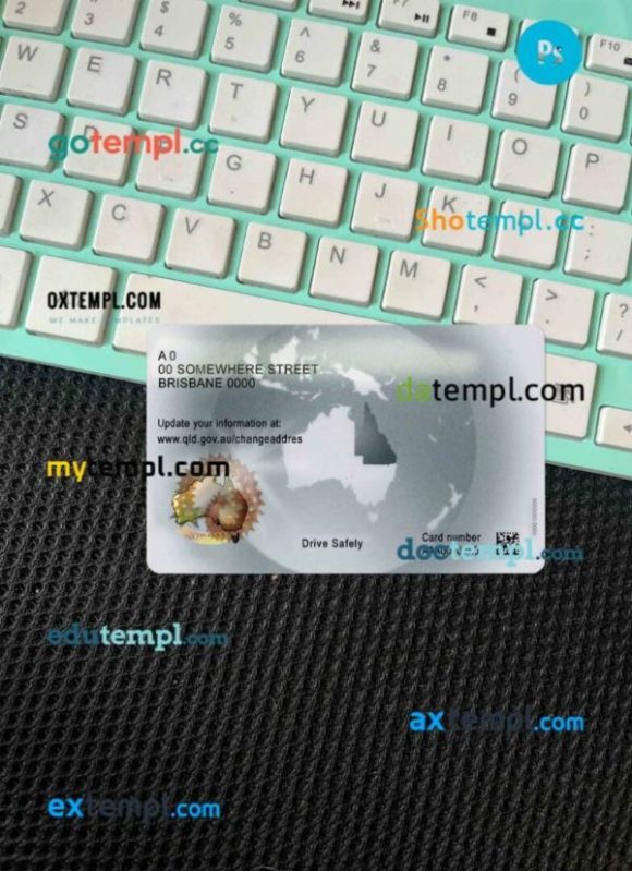 Australia Queensland state driving license PSD files, scan look and photographed image, 2 in 1 - Image 2