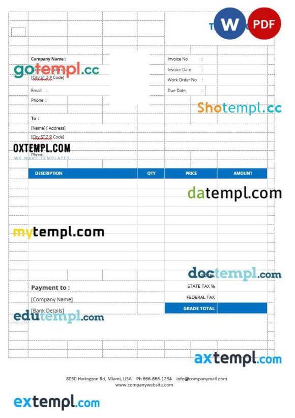 Basic Tax Invoice example in word and pdf format