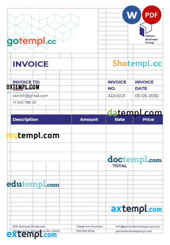 Business Advisor Invoice example in word and pdf format