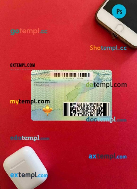 Canada Nova Scotia driving license PSD files, scan look and photographed image, 2 in 1 - Image 2