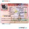 Canadian visa example in PSD format, 2020 - present