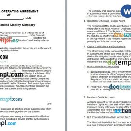 Colorado Single-Member LLC Operating Agreement Word example