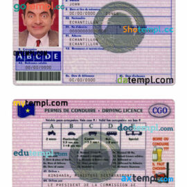 Congo driver license PSD template, version 3