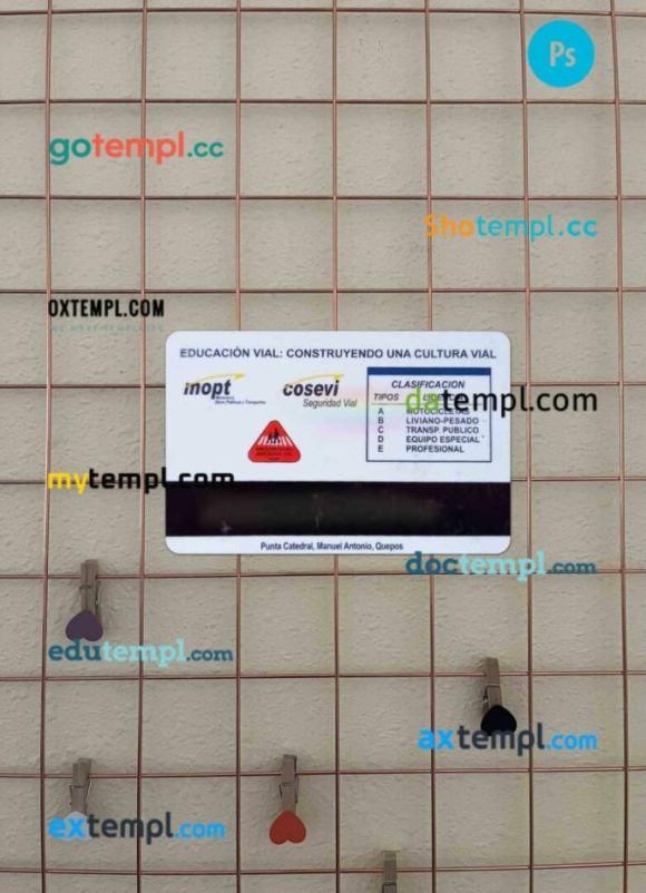 Costa Rica driving license PSD files, scan look and photographed image, 2 in 1 - Image 2