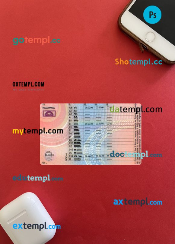 Croatia driving license editable PSD files, scan look and photo-realistic look, version 2, 2 in 1 - Image 2