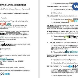Delaware Standard Residential Lease Agreement Word example, fully editable