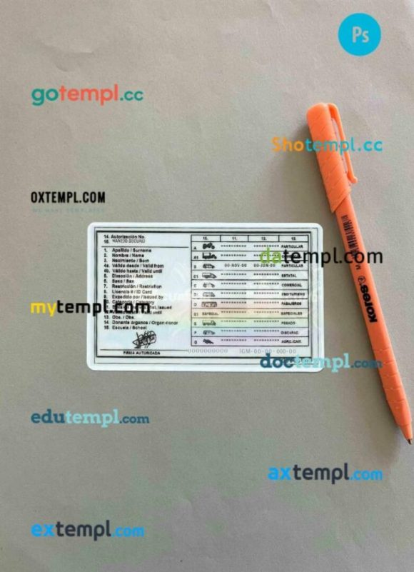 Ecuador driving license PSD files, scan look and photographed image, 2 in 1 - Image 2