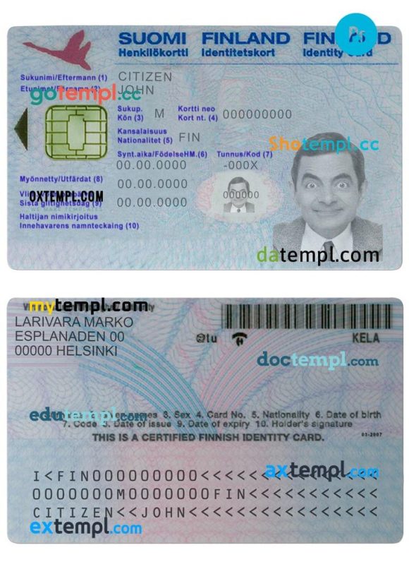 Finnish id card download PSD example, version 2