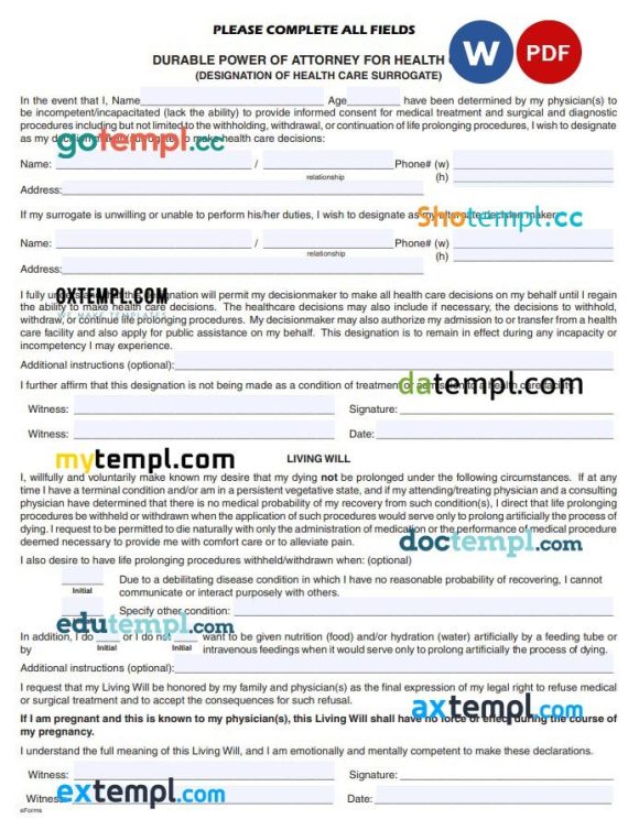Florida Medical Power of Attorney Form example, fully editable - Image 2