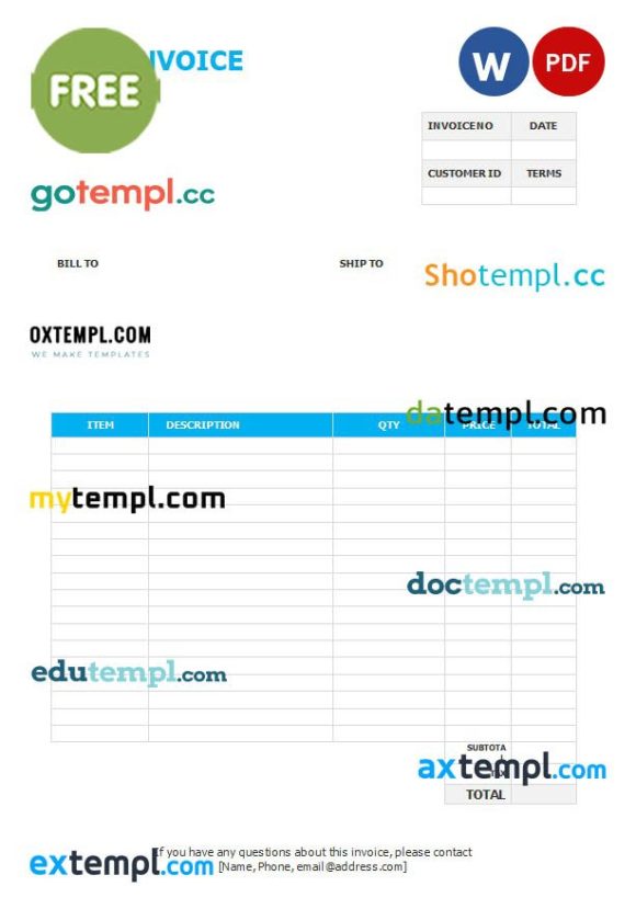 free download Free Car Invoice example in word and pdf format