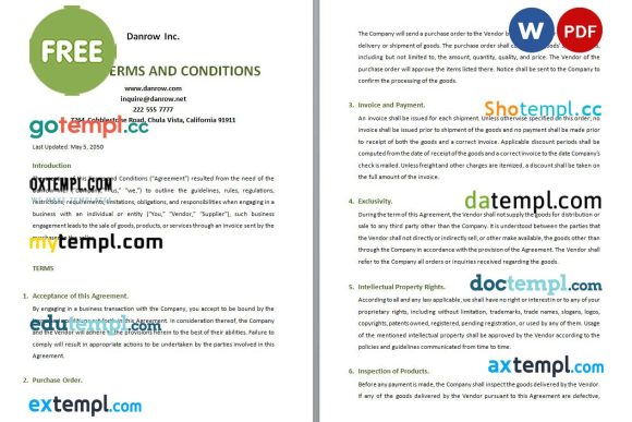 free download Free Invoice Terms And Conditions example in word and pdf format