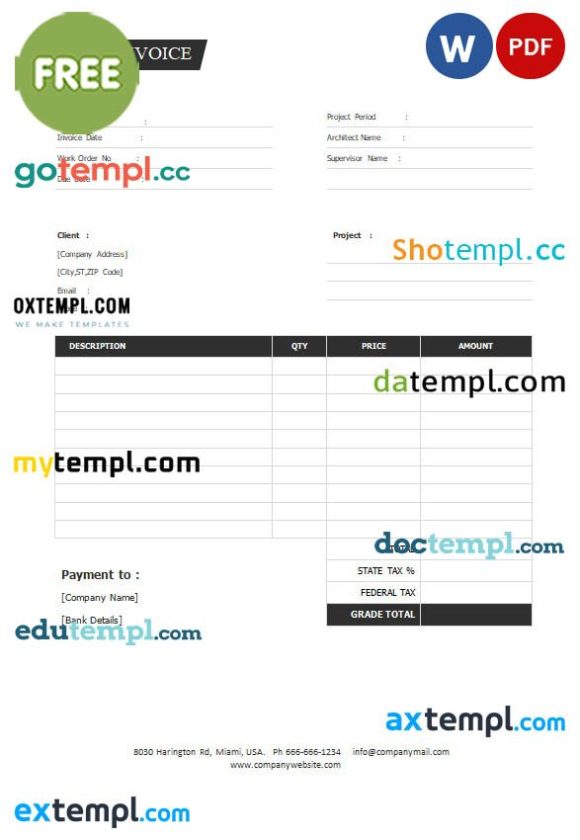 free download Free Tax Invoice example in word and pdf format