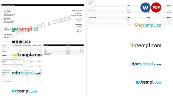 GOLDEN LIMOUSINE pay stub example in PDF and Words format