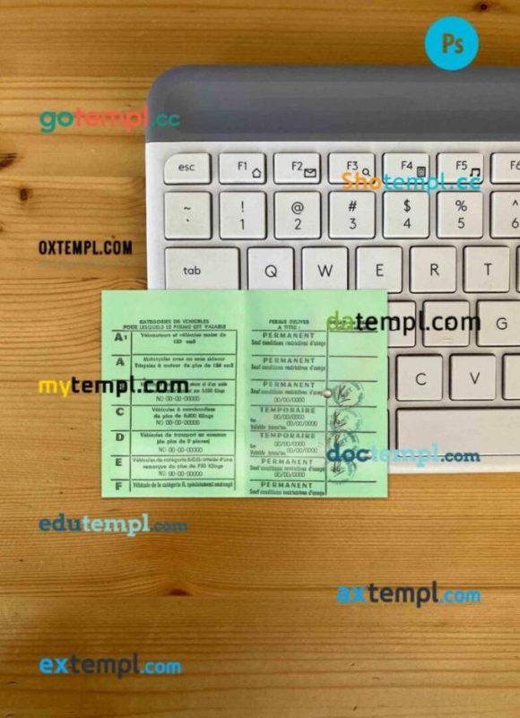 Gabon driving license editable PSD files, scan look and photo-realistic look, 2 in 1 - Image 2