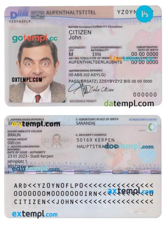 Germany residence permit PSD template, 2011 – present, version 2