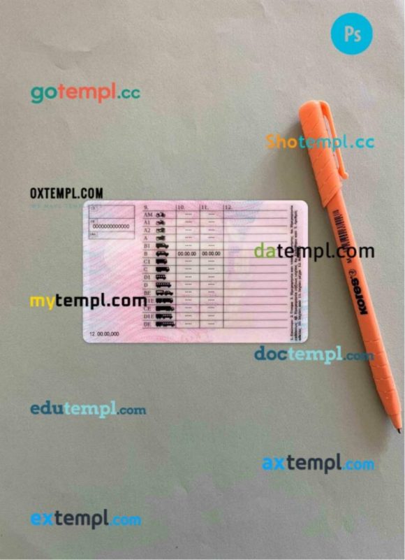Greece driving license editable PSD files, scan look and photo-realistic look, 2 in 1 - Image 2