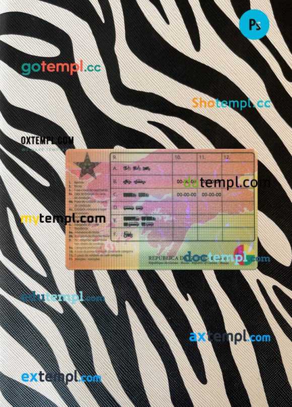 Guinea-Bissau driving license editable PSD files, scan look and photo-realistic look, 2 in 1 - Image 2