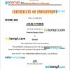 Guinea-Bissau Phoenix Beauty Salon certificate of employment Word and PDF download template