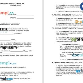 Illinois Marital Settlement Agreement Word example, fully editable