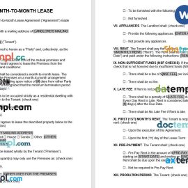 Illinois Month to Month Rental Agreement Word example, fully editable