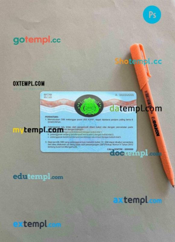 Indonesia driving license PSD files, scan look and photographed image, 2 in 1 - Image 2
