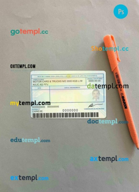 Jamaica driving license editable PSD files, scan look and photo-realistic look, 2 in 1 - Image 2