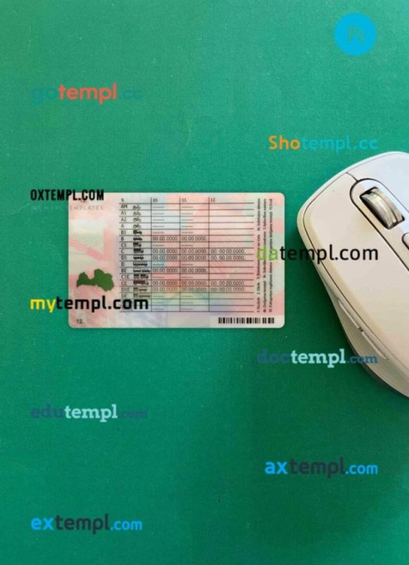 Latvia driving license editable PSD files, scan look and photo-realistic look, 2 in 1 - Image 2