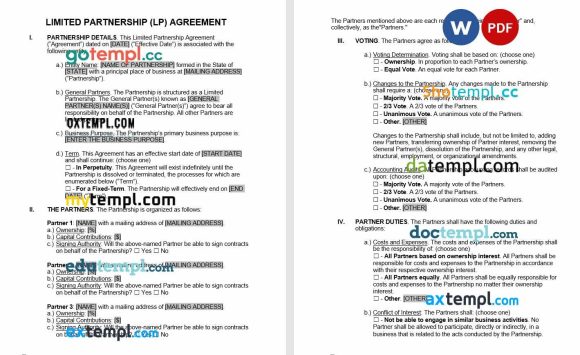 Limited Partnership LP Agreement Word example