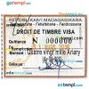 Malagasy visa stamp PSD example, with fonts