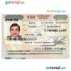 Malian entry visa PSD example, completely editable, with fonts