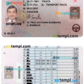 Maltese driver license PSD template