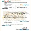Malaysia Andorra Women and Children Hospital certificate of employment Word and PDF download template