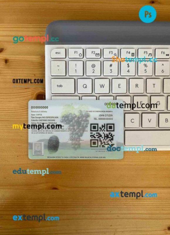 Mexico Baja California driving license PSD files, scan look and photographed image, 2 in 1 - Image 2