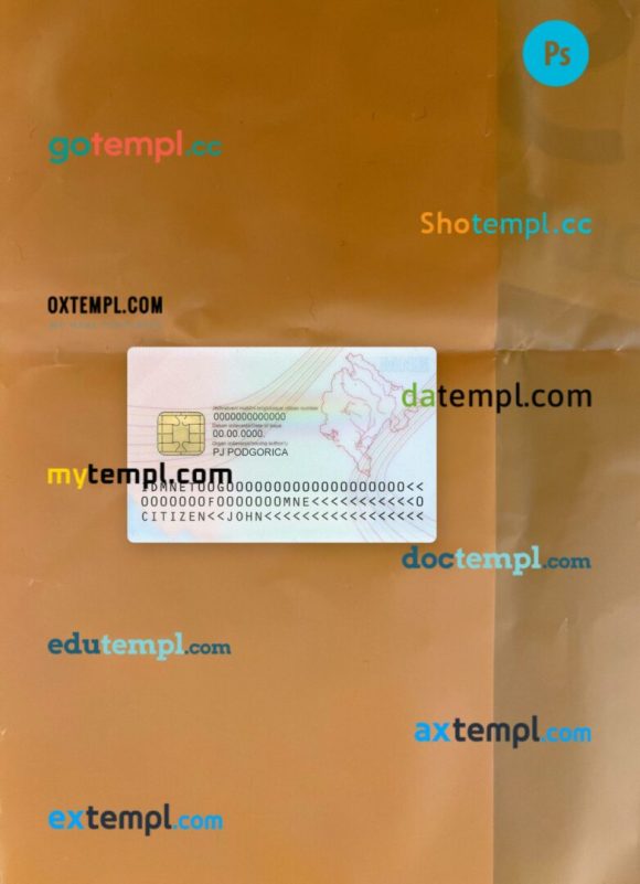 Montenegro ID card editable PSDs, scan and photo-realistic snapshot, 2 in 1 - Image 2
