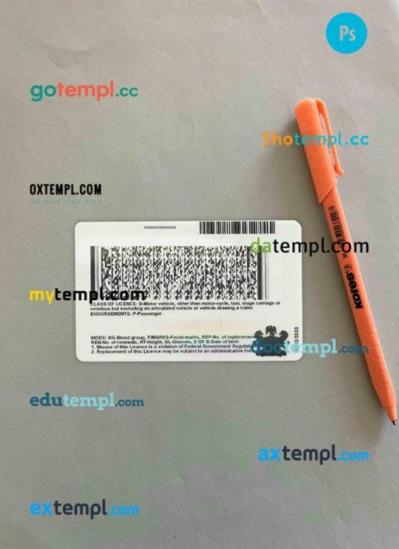 Nigeria driving license editable PSD files, scan look and photo-realistic look, 2 in 1 - Image 2