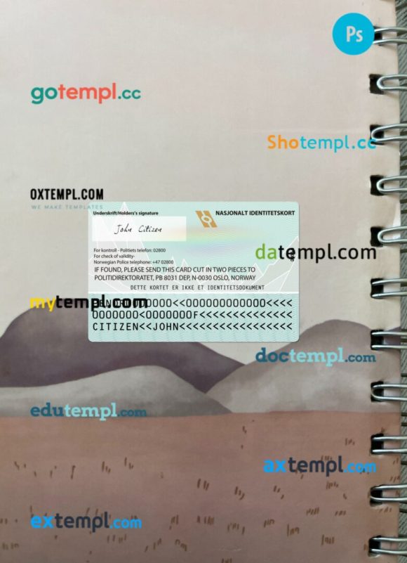 Norway ID card editable PSDs, scan and photo-realistic snapshot, 2 in 1, version 2 - Image 2