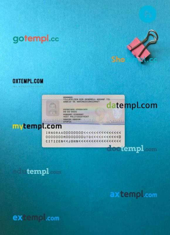 Norway residence permit card editable PSDs, scan and photo-realistic snapshot, 2 in 1 - Image 2