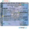 Paraguayan entry visa PSD example, with fonts