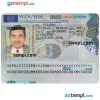 Polish travel visa PSD example, completely editable, with fonts