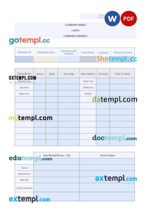Packing Paystub Word and PDF example