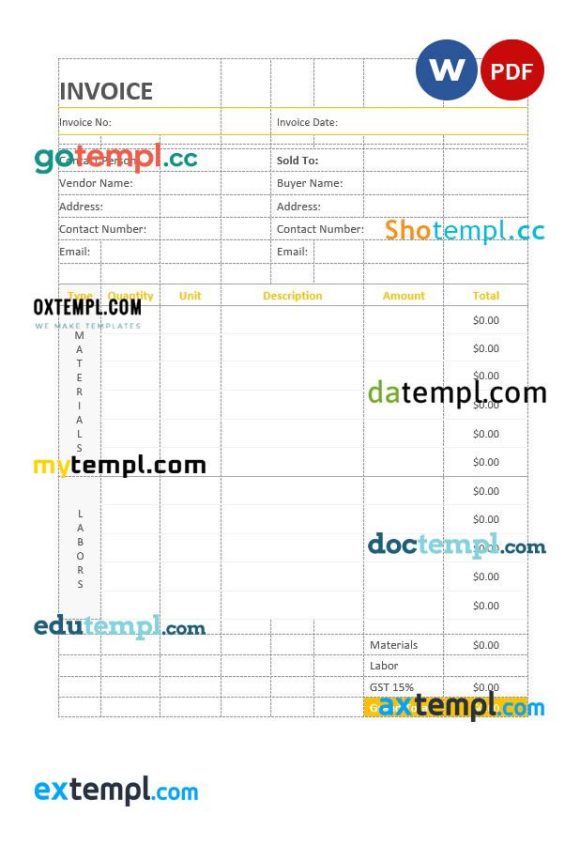 Painting Invoice example in word and pdf format
