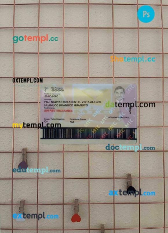 Peru driving license editable PSD files, scan look and photo-realistic look, 2 in 1 - Image 2
