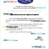 Philippines Amir Royal Spa certificate of employment Word and PDF download template