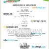 Philippines Solong Eco Park certificate of employment Word and PDF download template
