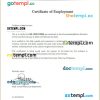 Philippines Valley front Hotel certificate of employment Word and PDF download template